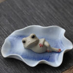 Buddha Stones Meditating Ceramic Small Frog Statue Decoration Decorations BS Sleeping Frog