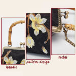 Buddha Stones Plum Blossom Embroidery Bamboo Handle Handbag Crossbody Bag Crossbody Bag&Handbags BS 4