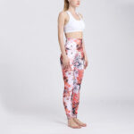 Buddha Stones Red Pink Flowers Print Sports Fitness Yoga High Waist Leggings Women's Yoga Pants Leggings BS 5