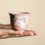 Buddha Stones Cute Strawberry Rabbit Flower Ceramic Teacup Kung Fu Tea Cup 55ml Cup BS 8