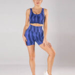 Buddha Stones 2Pcs Tie Dye Print Seamless Crop Top Bra Shorts Sports Fitness Gym Yoga Outfits 2-Piece Outfit BS 25