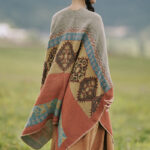 Buddha Stones Tibetan Shawl Diamond Pattern Winter Warm Cloak Scarf Tibetan Shawl BS 2