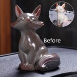 Buddha Stones Color Changing Small Cute Fox Tea Pet Resin Home Figurine Decoration Decorations BS Color Changing 1Pc Sitting Fox 6.7*5.9*8.7cm