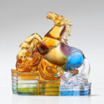 Buddha Stones Year of the Dragon Handmade 12 Chinese Zodiac Liuli Crystal Art Piece Protection Home Office Decoration Decorations BS Horse About 8.5*5.5*8cm