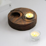 Buddha Stones Yin Yang Wood Candle Holder Meditation Rituals Use Items Candle Holder BS 17