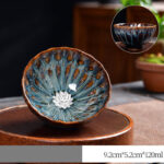 Buddha Stones Lotus Peacock Dragon Phoenix Koi Fish Ceramic Teacup Gold Silver Inlaid Tea Cups 120ml Cup BS Silver Lotus
