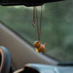 Buddha Stones Ebony Wood Green Sandalwood Lucky Cat Fu Character Lucky Fortune Bell Balance Car Hanging Decoration Car Hanging Decoration BS 12