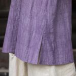 Buddha Stones Handmade Tie Dye Ramie Linen Frog-Button Midi Dress Wide Leg Pants With Pockets Midi Dress&Wide Leg Pants BS 11