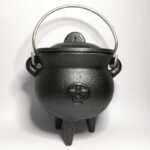 Buddha Stones Cast Iron Cauldron Prayer Altar Burning Holder Incense Sage Smudging Rituals Use Items Prayer Altar BS Medium Pentagram 13*11.5cm