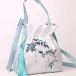 Buddha Stones Embroidered Flowers Wisteria Lily Cotton Linen Tote Crossbody Bag Shoulder Bag Handbag Crossbody Bag BS 1