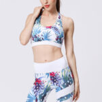 Buddha Stones 2Pcs Sunflower Flowers Leaves Print Top Pants Sports Fitness Yoga Women's Yoga Sets Women's Yoga Sets BS 10
