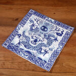 Buddha Stones Crane Phoenix Dragon Kirin Embroidered Cup Mat Pad Tea Cup Coaster Square Kung Fu Tea Mat Tea Mat BS Blue And White Dragon