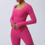 Buddha Stones Women Long Sleeve Backless Jumpsuit Sports Fitness Yoga Bodysuit Bodysuit BS 1