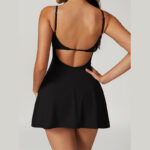 Buddha Stones Solid Backless Tennis Yoga Women Sports Dress Sports Dress BS 11