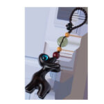 Buddha Stones Green Sandalwood Ebony Wood Mini Deer Positive Peace Buckle Key Chain Phone Hanging Decoration Key Chain BS 16