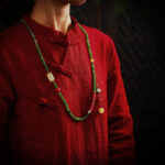 Buddha Stones 108 Mala Beads Cyan Jade Red Agate Laughing Buddha Luck Bracelet Mala Bracelet BS 5