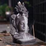 Buddha Stones Dragon Buddha Auspicious Clouds Purple Clay Healing Incense Burner Decoration Incense Burner BS 1