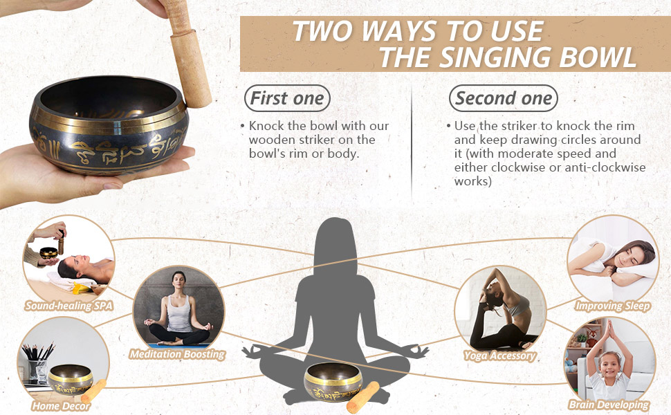 Buddha Stones Tibetan Meditation Bowl for Healing and Mindfulness Om Mani Padme Hum Singing Bowl Singing Bowl buddhastoneshop 2