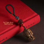 Buddha Stones Chinese Zodiac Natal Buddha Green Sandalwood Om Mani Padme Hum Peace Key Chain Key Chain BS Ox/Tiger-Void Bodhisattva