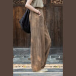Buddha Stones Ramie Cotton Linen Pants Tie-dye Design Trousers Loose Zen Yoga Women's Pants with Pockets Pants BS 4