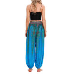 Buddha Stones Peacock Feather Pattern Loose Harem Trousers Women's Yoga Pants Women's Harem Pants BS 18