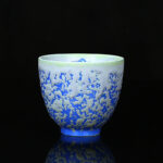 Buddha Stones Retro Blue Red Gradient Lotus Pattern Kiln Change Ceramic Teacup Kung Fu Tea Cup Bowl Cup BS Blue 6.5cm*5.8cm*100ml