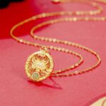 Buddha Stones 925 Sterling Silver Year Of The Dragon Round Natural Hetian Jade Inlaid Strength Necklace Pendant (Extra 30% Off | USE CODE: FS30) Necklaces & Pendants BS 1