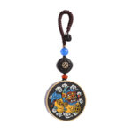 Buddha Stones PiXiu Copper Coin Ebony Wood Luck Attract Wealth Key Chain Decoration Key Chain BS 15