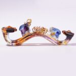 Buddha Stones Handmade Liuli Crystal Ruyi Elephant Art Piece Home Decoration With Crystal Base Decorations BS 3