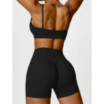 Buddha Stones Gym Sports Yoga Backless Bra Crop Tank Top Shorts 2-Piece Outfit BS 2