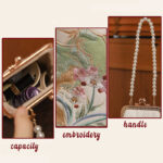 Buddha Stones Mountain Stone Orchid Pattern Pearl Chain Crossbody Bag Handbag Crossbody Bag&Handbags BS 6