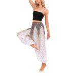 Buddha Stones Peacock Feather Pattern Loose Harem Trousers Women's Yoga Pants Women's Harem Pants BS 2
