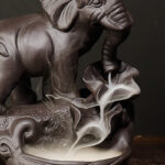 Buddha Stones Tibetan Elephant Purple Clay Backflow Smoke Fountain Peace Healing Incense Burner Decoration Incense Burner BS 14