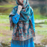 Buddha Stones Tibetan Flower Floral Leaves Pattern Design Shawl Cozy Travel Scarf Wrap Tibetan Shawl BS 8