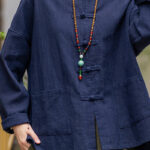 Buddha Stones Frog-Button Design Shirt Tai Chi Meditation Top Clothing Ramie Linen Jacket Jacket Shirt BS 13