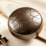 Buddha Stones Steel Tongue Drum Sound Healing Meditation Lotus Pattern Drum Kit 8 Note 6 Inch Percussion Instrument Tongue Drum BS Brown