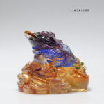 Buddha Stones Feng Shui Frog Handmade Liuli Crystal Art Piece Wealth Home Office Decoration Decorations BS 11*9*10cm