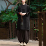 Buddha Stones Vintage Cotton Linen Blouse Women Long Sleeve Shirt Chinese Hanfu Top Long Sleeve Shirt BS 21