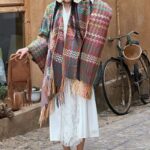 Buddha Stones Tibetan Shawl Colorful Wavy Striped Shapes Tassels Winter Cozy Travel Scarf Wrap Tibetan Shawl BS 16