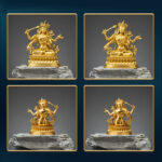 Buddha Stones Four-armed Manjusri Bodhisattva Gold Figurine Compassion Serenity Copper Statue Home Decoration Decorations BS 10