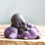 Buddha Stones Always Smiling Laughing Buddha Wealth Luck Purple Clay Maitreya Statue Decoration Decorations BS Leisurely Purple Laughing Buddha