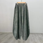 Buddha Stones Ramie Cotton Linen Pants Tie-dye Design Trousers Loose Zen Yoga Women's Pants with Pockets Pants BS Gray(Regular Style) L(Waist 68-100cm/Hips 116cm/Suitable for Weight 70kg)