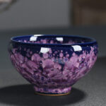 Buddha Stones Colorful Iris Flowers Chinese Jianzhan Kiln Change Porcelain Teacup Tenmoku Kung Fu Tea Cup Jian Zhan Tea Cup BS 1