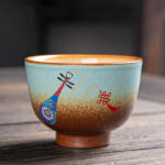 Buddha Stones Colorful Deer Pipa Snow Plum Blossoms Mountains Rivers Bird Ceramic Teacup Kung Fu Tea Cup Bowl Cup BS 7cm*5cm*100ml Pipa