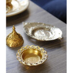 Buddha Stones Tibetan Gold Mini Leaf Coaster Meditation Incense Burner Incense Burner BS 17