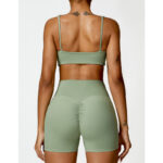 Buddha Stones Gym Sports Yoga Backless Bra Crop Tank Top Shorts 2-Piece Outfit BS 33