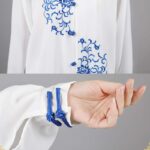 Buddha Stones Flower Embroidery Meditation Prayer Spiritual Zen Tai Chi Qigong Practice Unisex Clothing Set Clothes BS 15