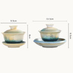 Buddha Stones Green Ocean Waves Design Porcelain Ceramic Gaiwan Sancai Teacup Kung Fu Tea Cup And Saucer With Lid Cup BS 9