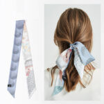 Buddha Stones Dunhuang Frescoes Mountains Sunset Floral Pattern 100% Mulberry Twilly Silk Neck Hair Scarf Silk Scarf BS 9