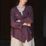 Buddha Stones Solid Color Ramie Linen Loose Blouse Long Sleeve Shirt Chinese Hanfu Top Long Sleeve Shirt BS 20